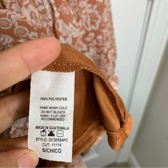 Ces Femme bohemian floral long sleeves autumn chiffon tunic - Picture 8 of 11